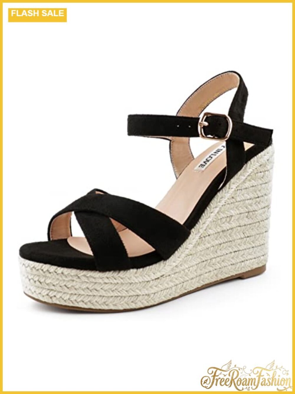 Womens Espadrilles Wedge Sandals Platform Heel Ankle Strap Open Toe Buckle